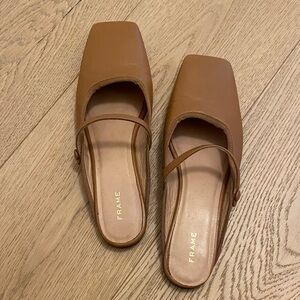 Frame Denim Tan Leather Ballet Mules